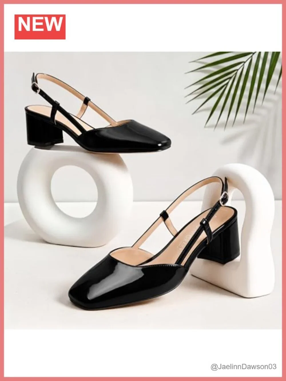 Women's Low Chunky Block Heel Slingback Pumps Patent Leather Square Toe